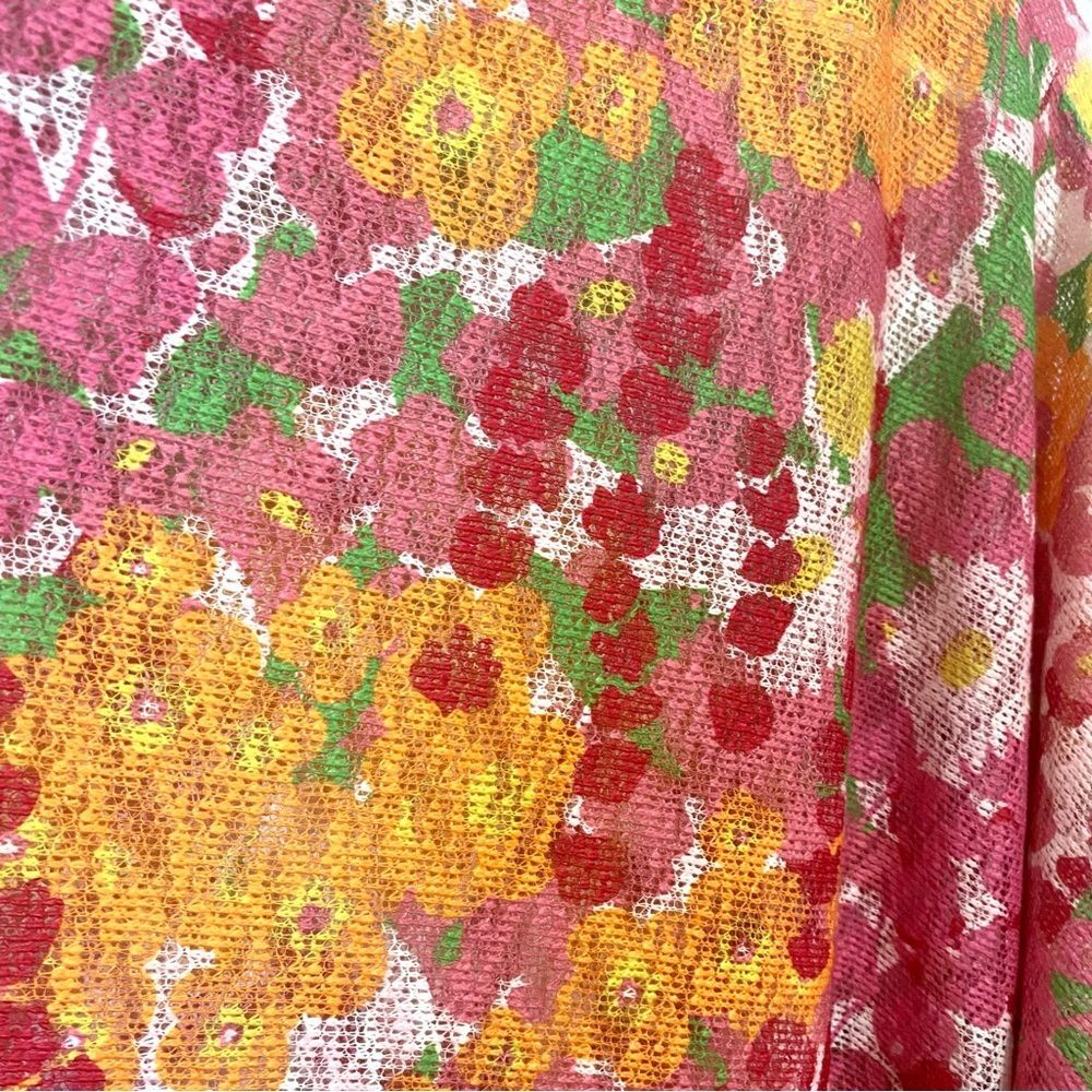 Top it Off Printed  Emily  Poncho Wrap Sweater Floral Pink Orange One Size - Picture 4 of 7